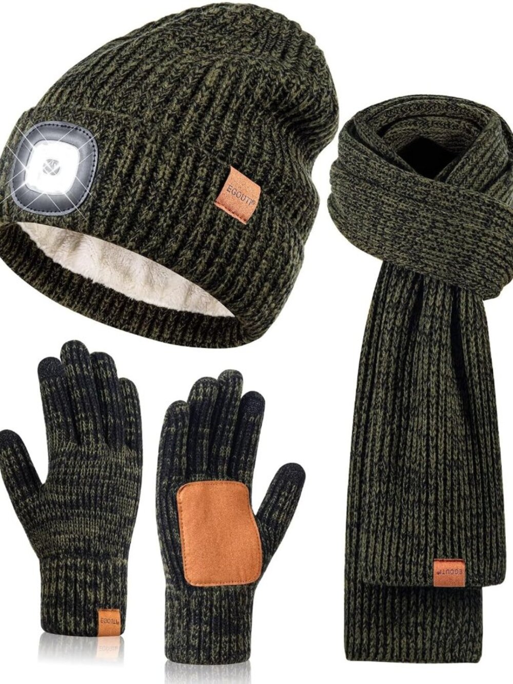 3-in-1 LED Beanie, Touchscreen Gloves & Scarf Set - Winter Warmth Gift Idea